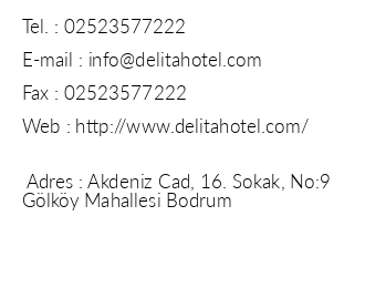 Delita Hotel iletiim bilgileri